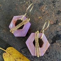 Sheen Sapphire Earrings with Woven 18K Chain